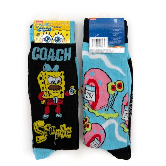 Coach SpongeBob SquarePants Crew Socks Mens Womens Gary Snail Race Y2K Fun Gift - Picture 1 of 7